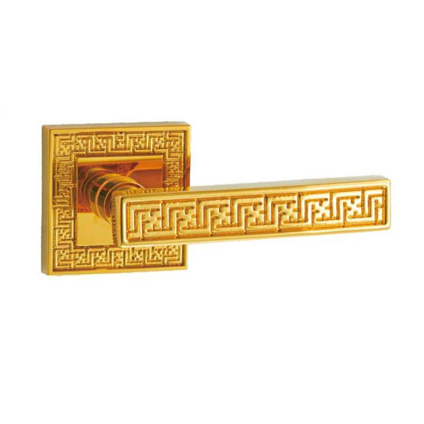 high performance Luxury type golden brass italian market door handle sets On Plate