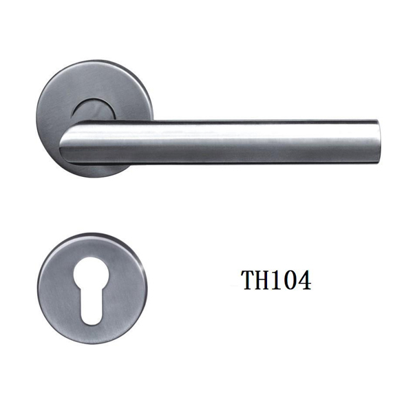 inox stainless steel round tube lever door handle for internal wooden door