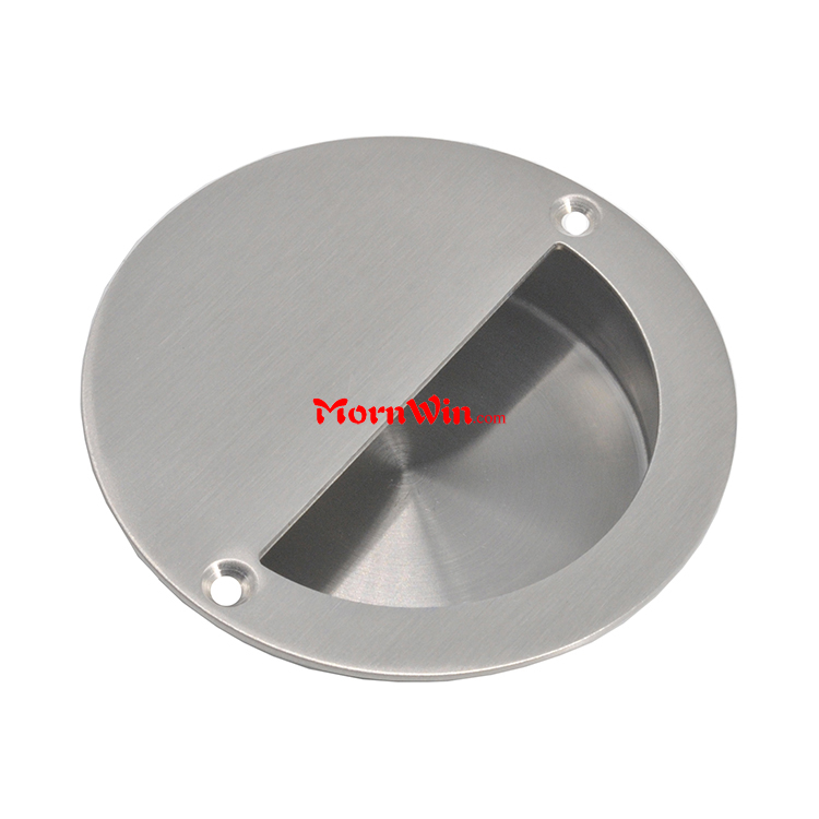 Stainless Steel Round Embedded Slide Concealed Pull Recessed Furniture Drawer Cabinet Door Handle