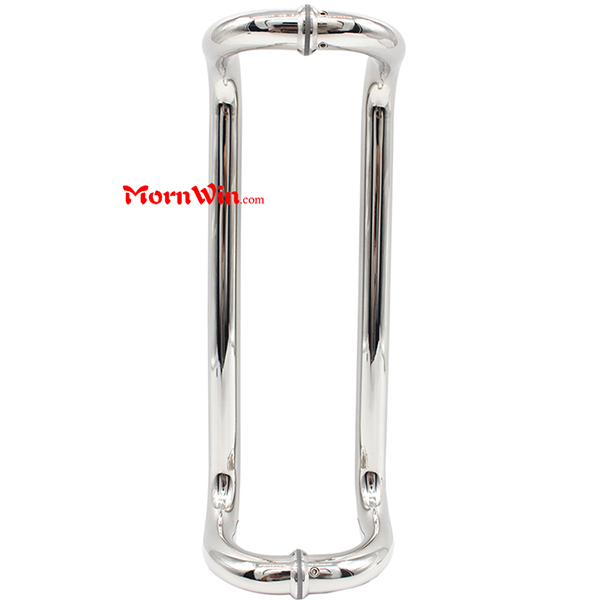High Mirror Polished Stainless Steel Cambered Glass Door Pull Handles