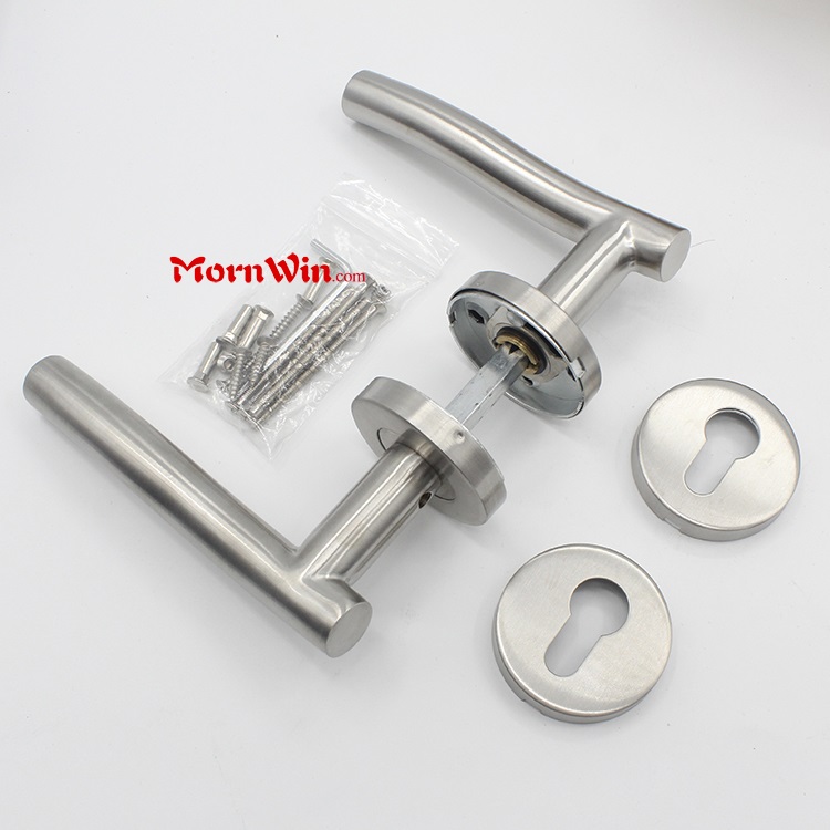 Stainless steel hollow lever handle with rose/rosette/tube